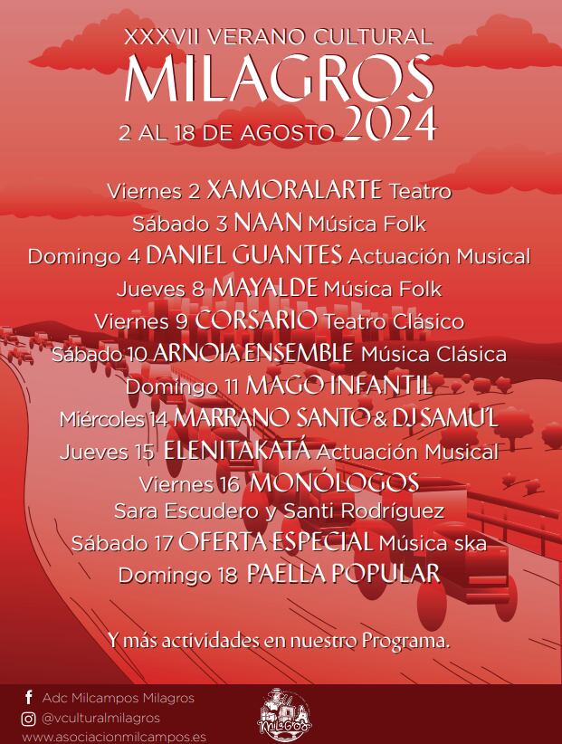 Cartel Verano Cultural de Milagros 2024