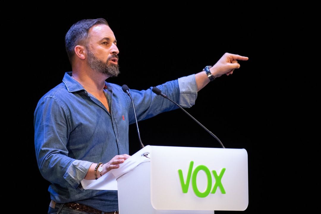 El presidente de Vox, Santiago Abascal, en un acto de Vox en Guadalajara 