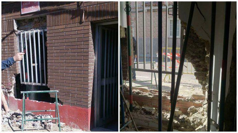 Aspecto de la fachada siniestrada