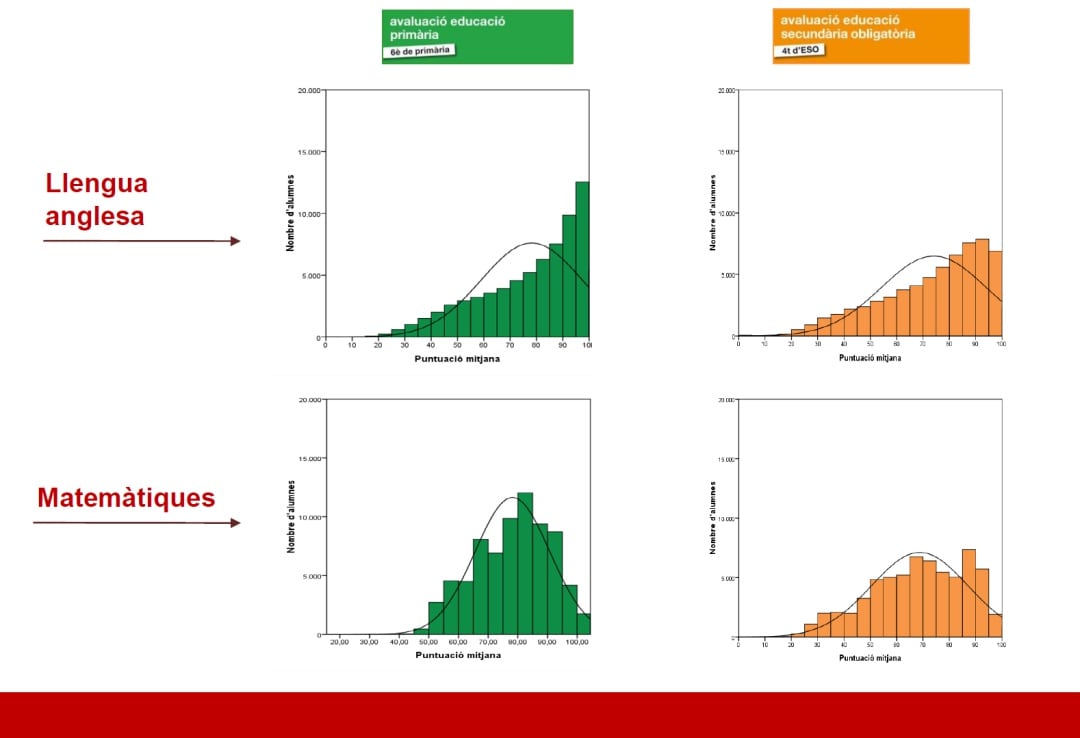 Les estadístiques presentades en matèria de llengua anglesa i matemàtiques