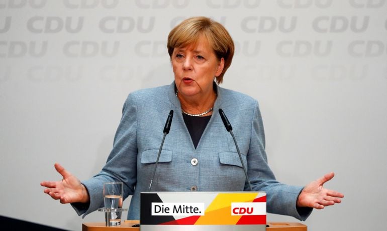 Angela Merkel, durante la rueda de prensa en la que ha analizado los resultados.