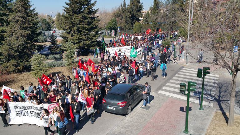 Una de las últimas manifestaciones estudiantiles en Granada