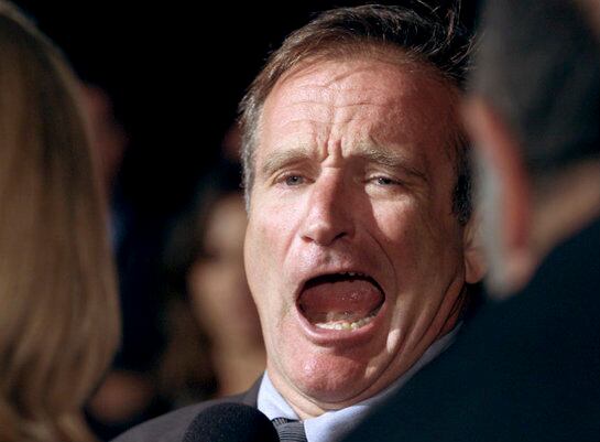 Robin Williams bromea con los periodistas en el estreno de la película 'Retratos de una obsesión'