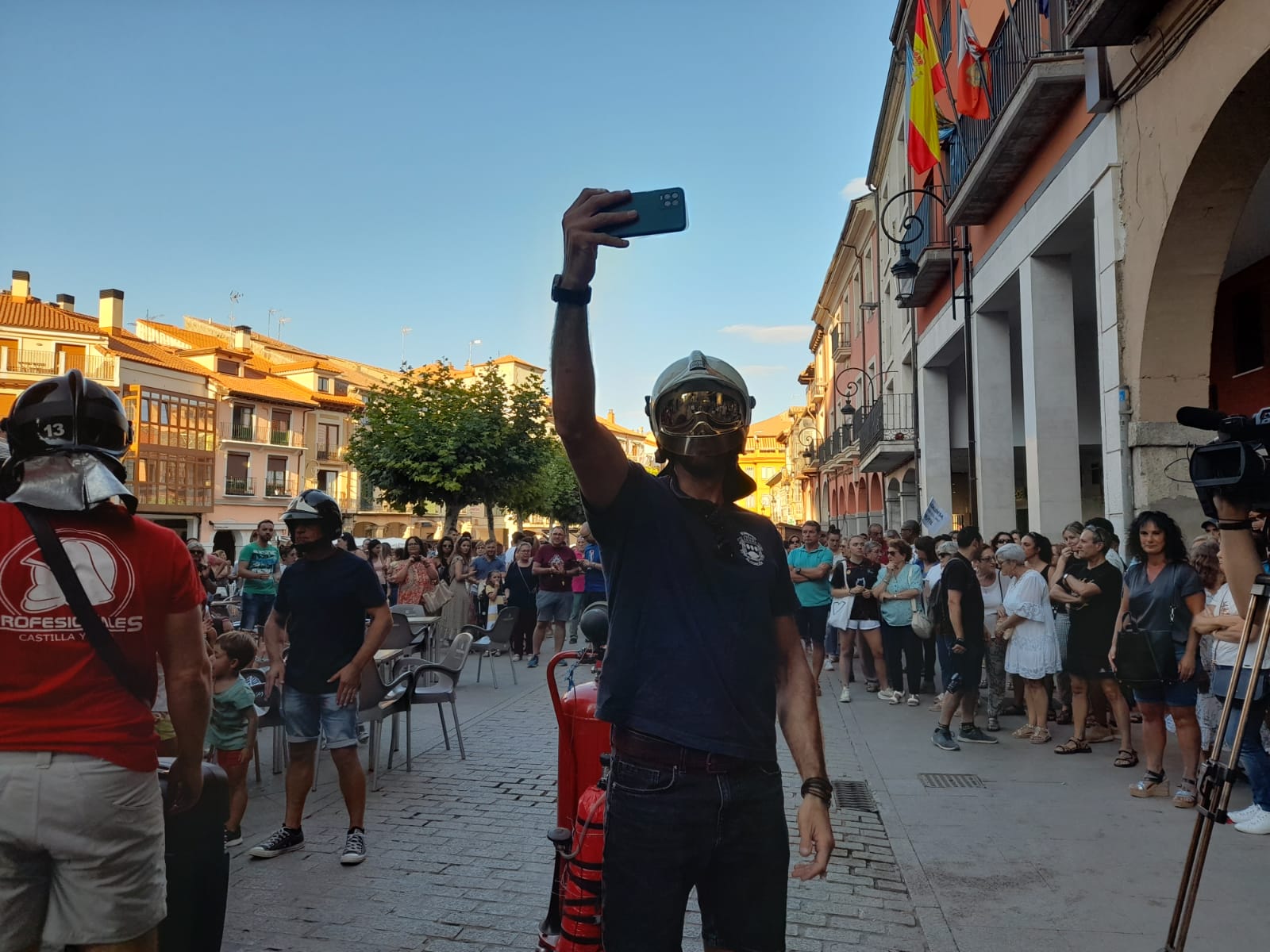 Imagen de la protesta de los bomberos de Aranda