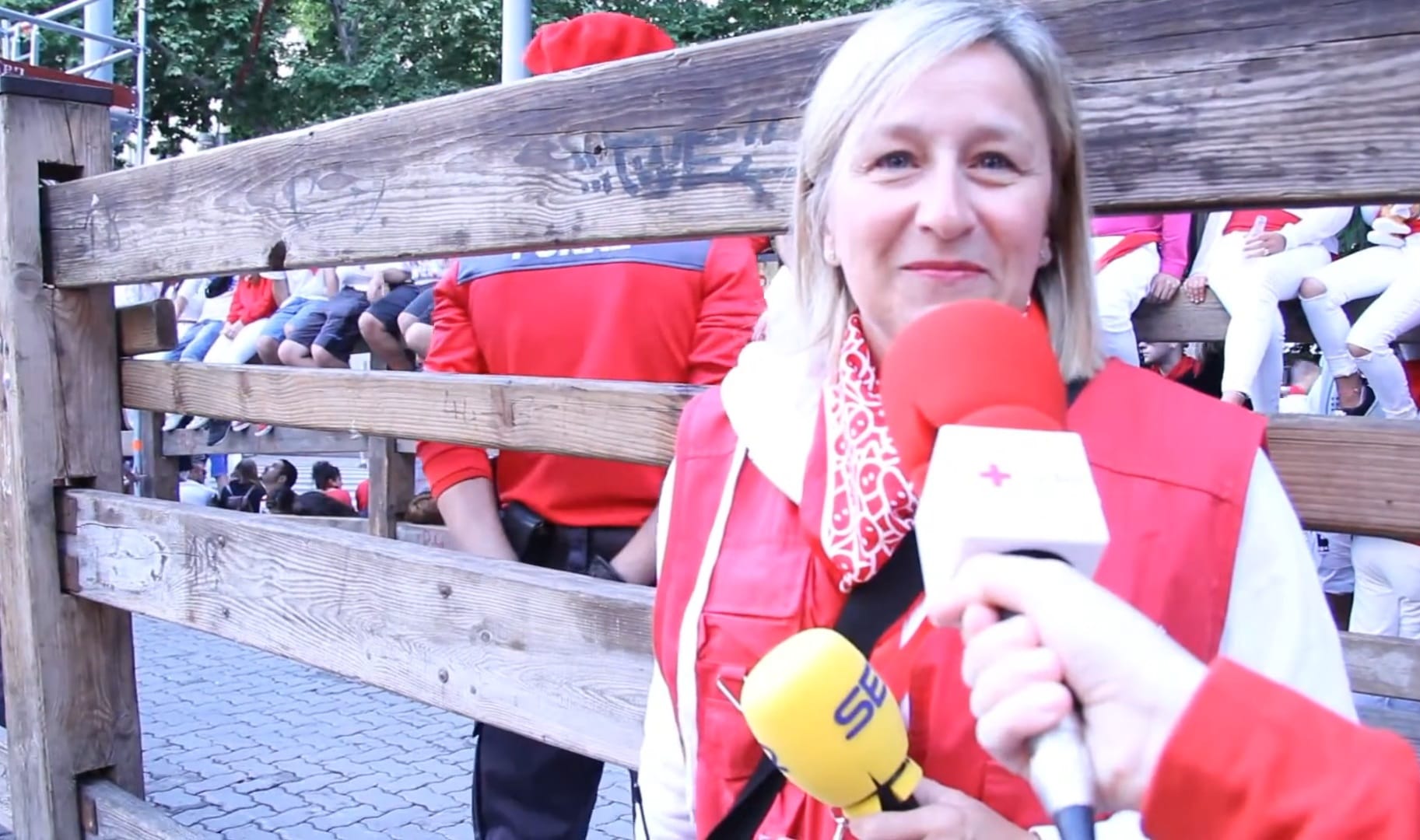 Elvira Obanos en una retransmisión de San Fermín