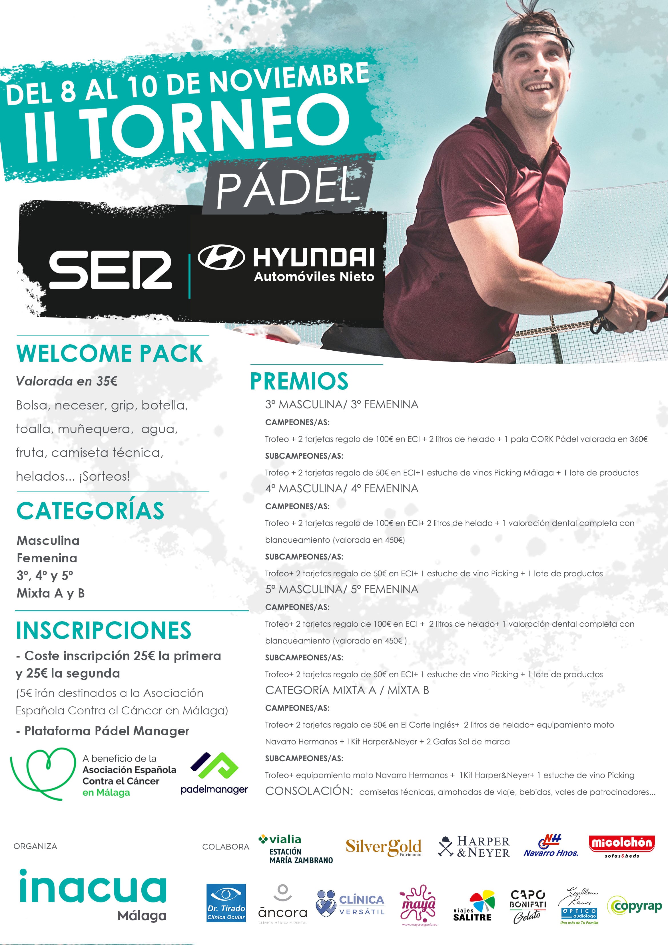 Cartel II Torneo SER HYUNDAI AUTOMÓVILES NIETO organizado por Inacua Málaga