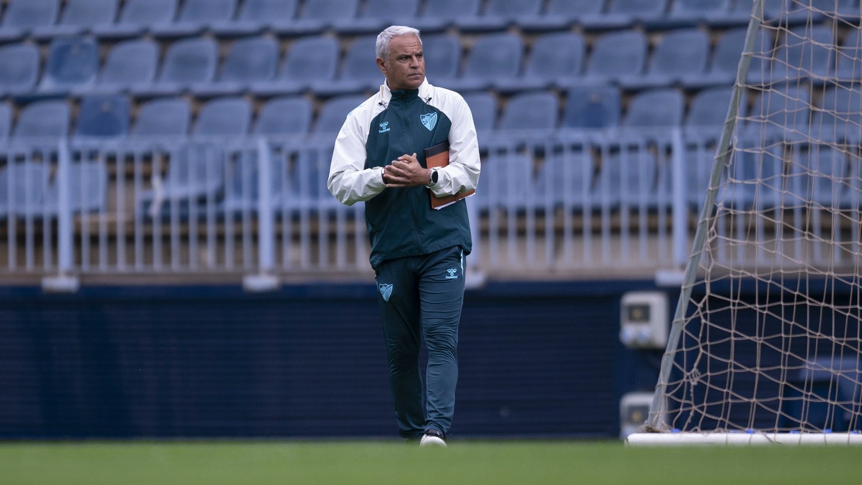 Sergio Pellicer, en el entrenamiento del Málaga