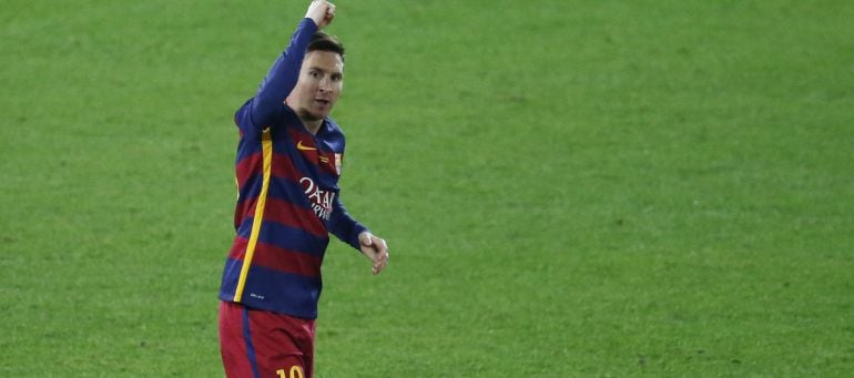 Messi celebra el primer gol del Barcelona en Yokohama