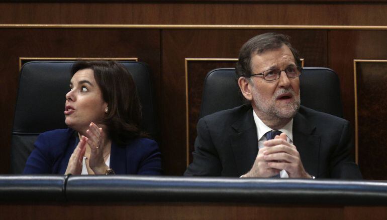 Soraya Sáenz de Santamaría y Mariano Rajoy, en el Congreso de los Diputados