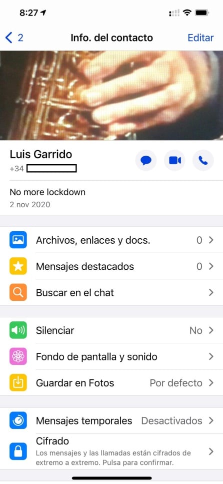 El perfil de Luis Garrido en WhatsApp