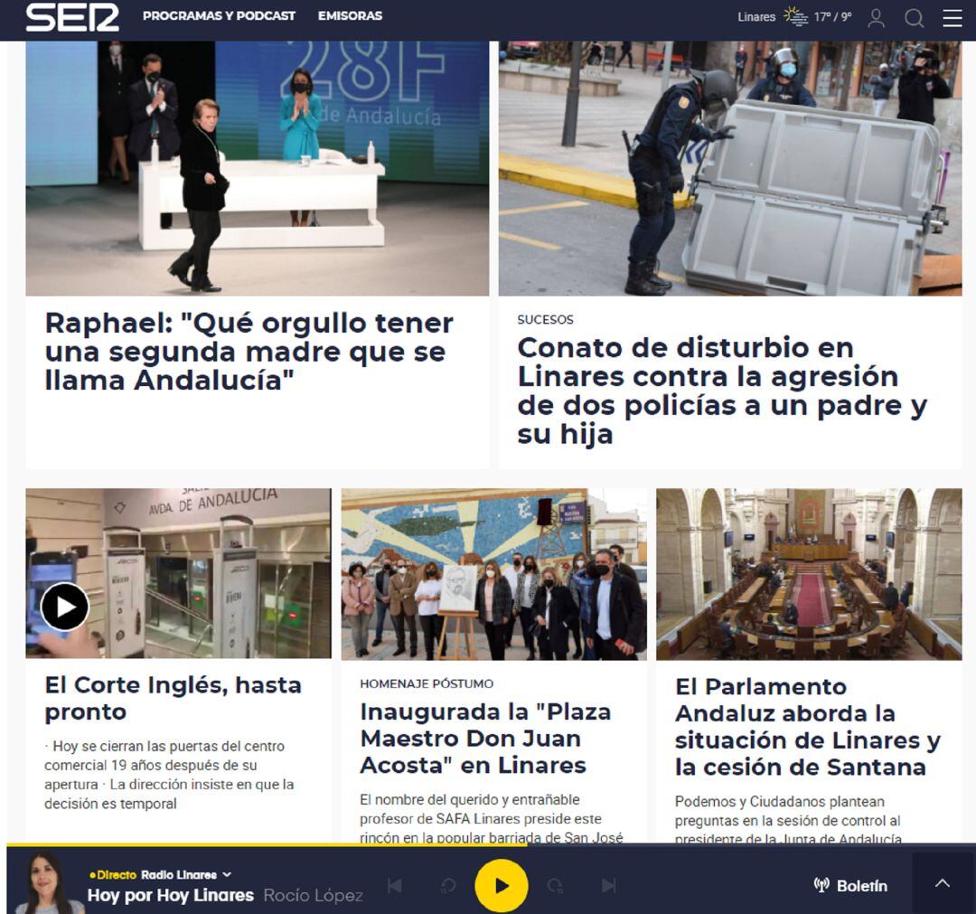 Portada de la web radiolinares.es