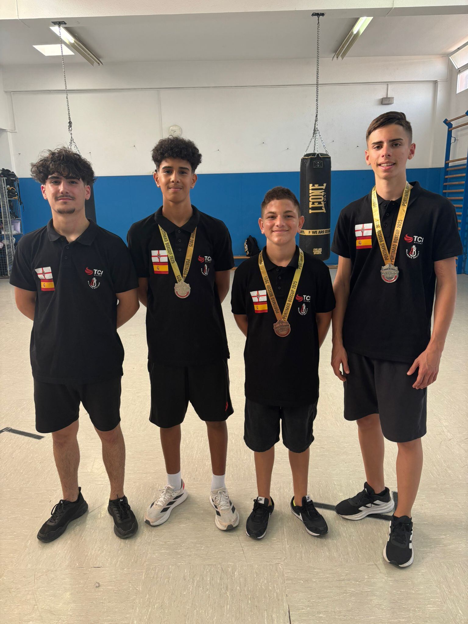 Los cuatro boxeadores que representaron al club almeriense en el Torneo Internacional.