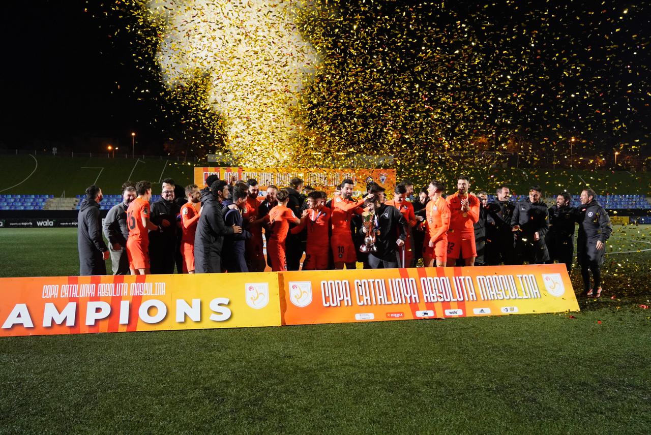 Celebració de l'FC Andorra de campió de la Copa Catalunya.