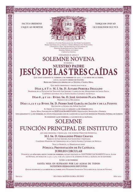 Cartel de cultos a Nuestro Padre Jesús de las Tres Caídas de San Isidoro