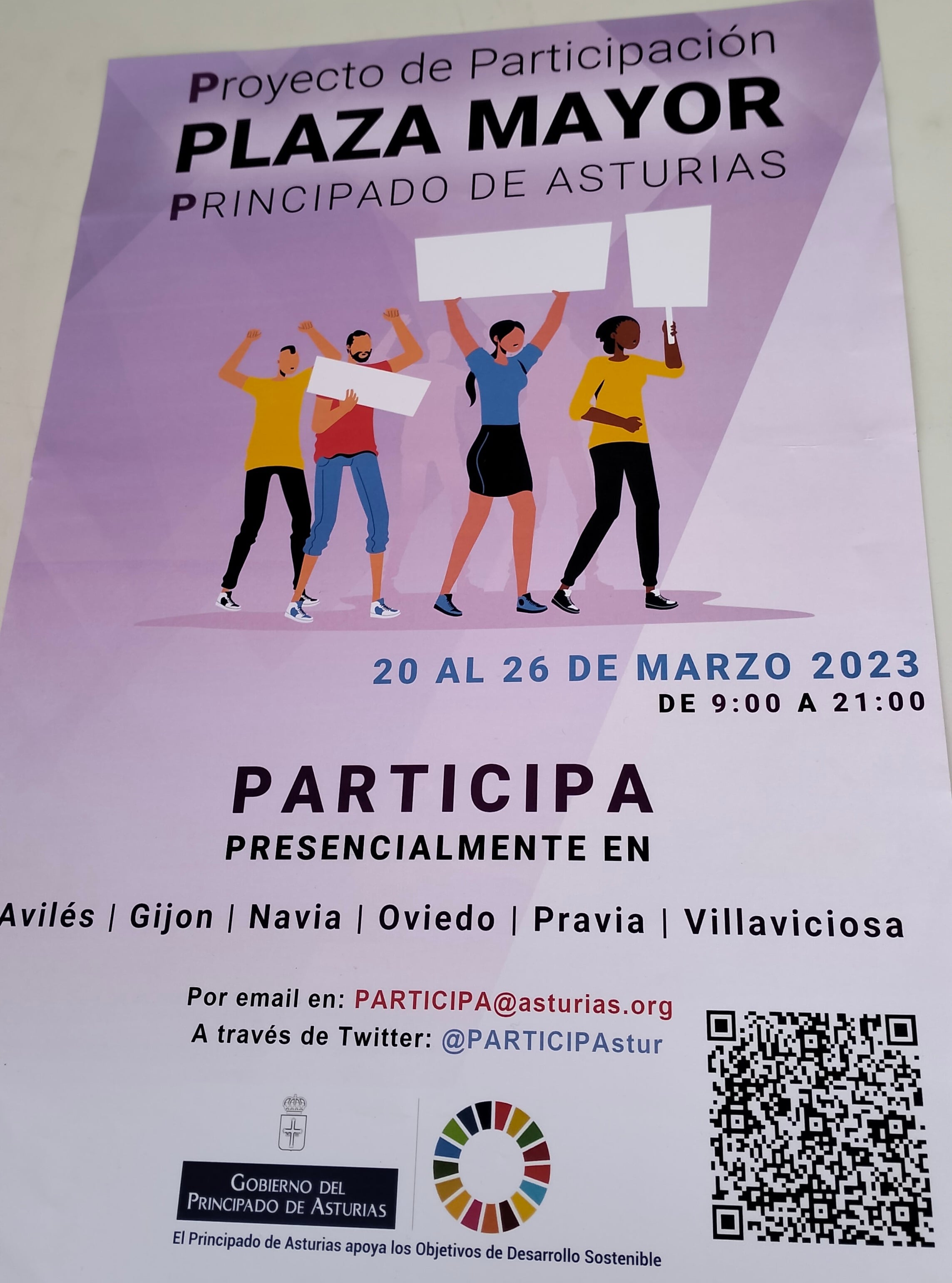 Cartel de la campaña de participación ciudadana &quot;Plaza Abierta&quot; puesta en marcha por el Gobierno del Principado