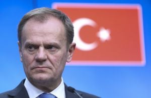 El presidente del Consejo Europeo Donald Tusk, tras la cumbre extraordinaria de líderes de la Unión Europea (UE) con Turquía