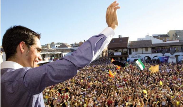 Albertop Contador celebra en Pinto una de sus victorias en el Tour de Francia