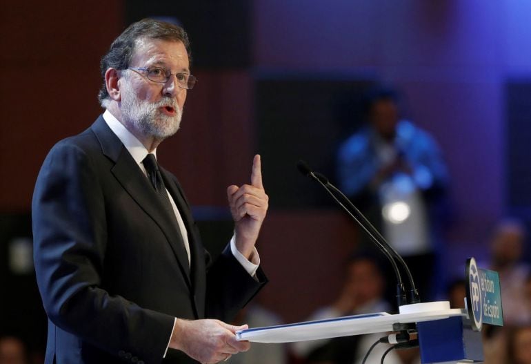 El expresidente del PP, Mariano Rajoy, durante su intervención en la celebración del Congreso Nacional del Partido Popular