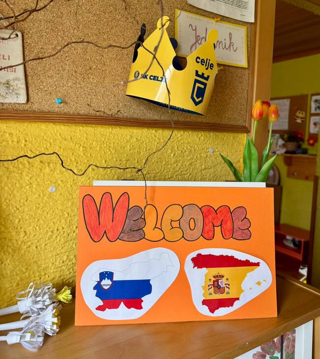 Los alumnos de Eslovenia les prepararon una bienvenida