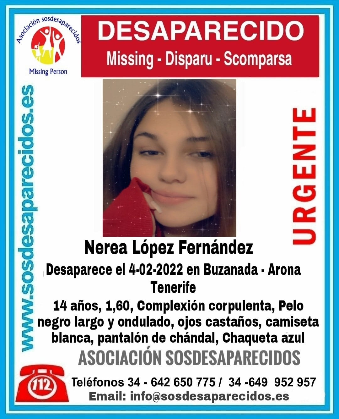 Nerea López se encuentra desaparecida desde el pasado viernes