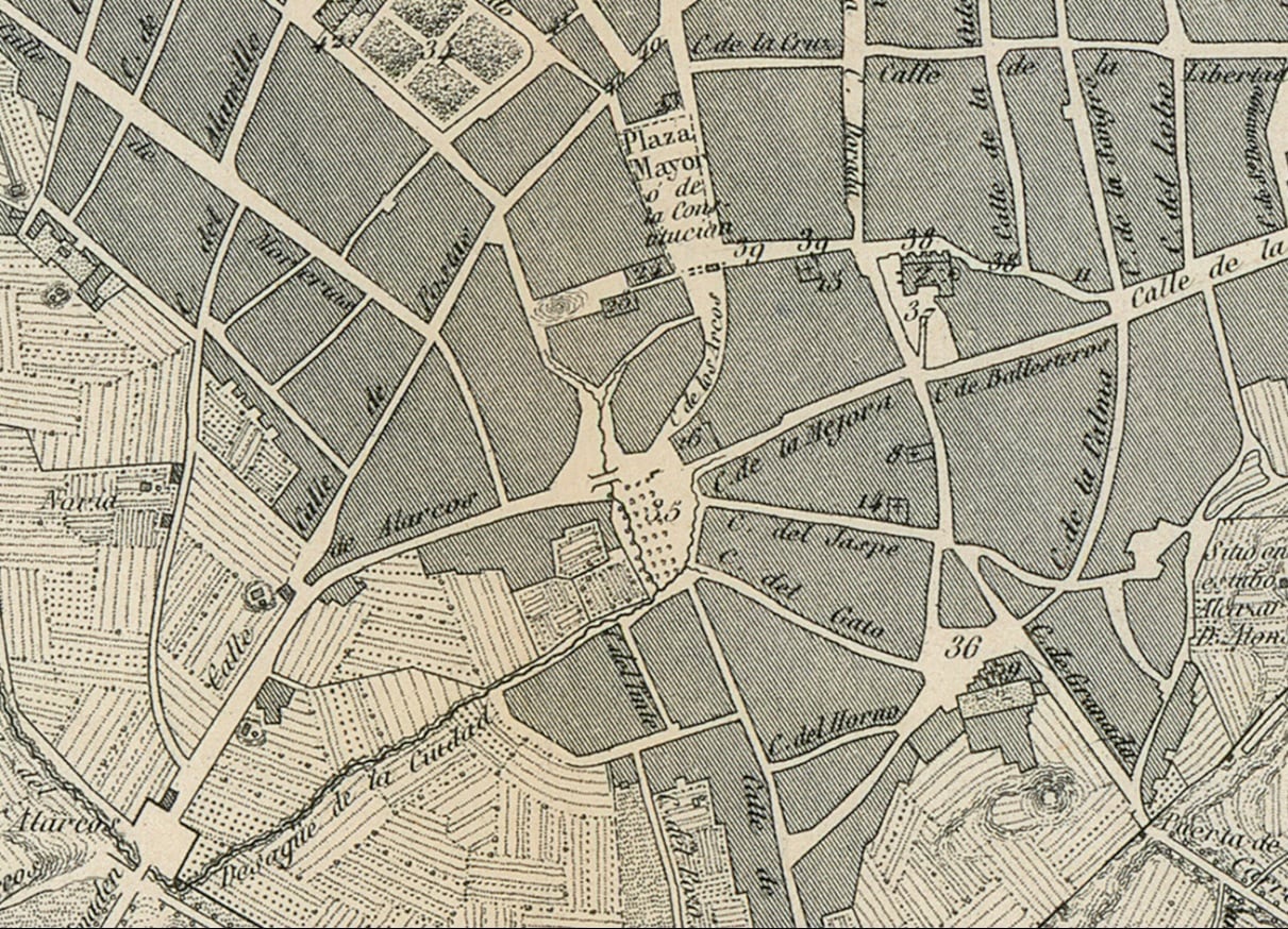 Mapa de Ciudad Real de 1854 realizado por F. Coello