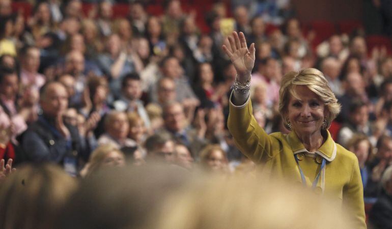 La expresidenta regional y del PP de Madrid, Esperanza Aguirre, durante su asistencia al XVI Congreso del PP de Madrid.