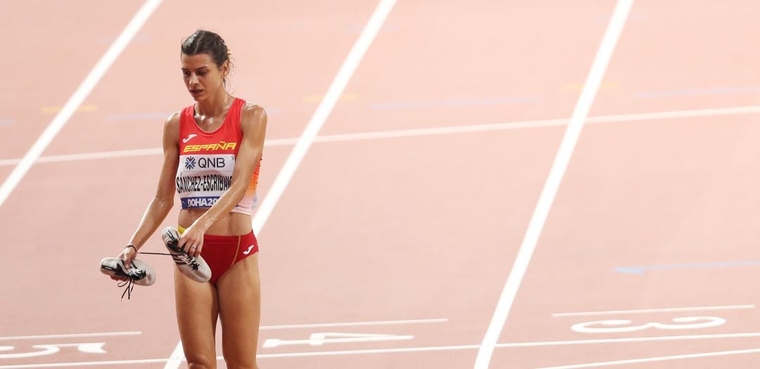 Irene Sánchez-Escribano, durante los campeonatos del mundo de atletismo de 2019 en Doha