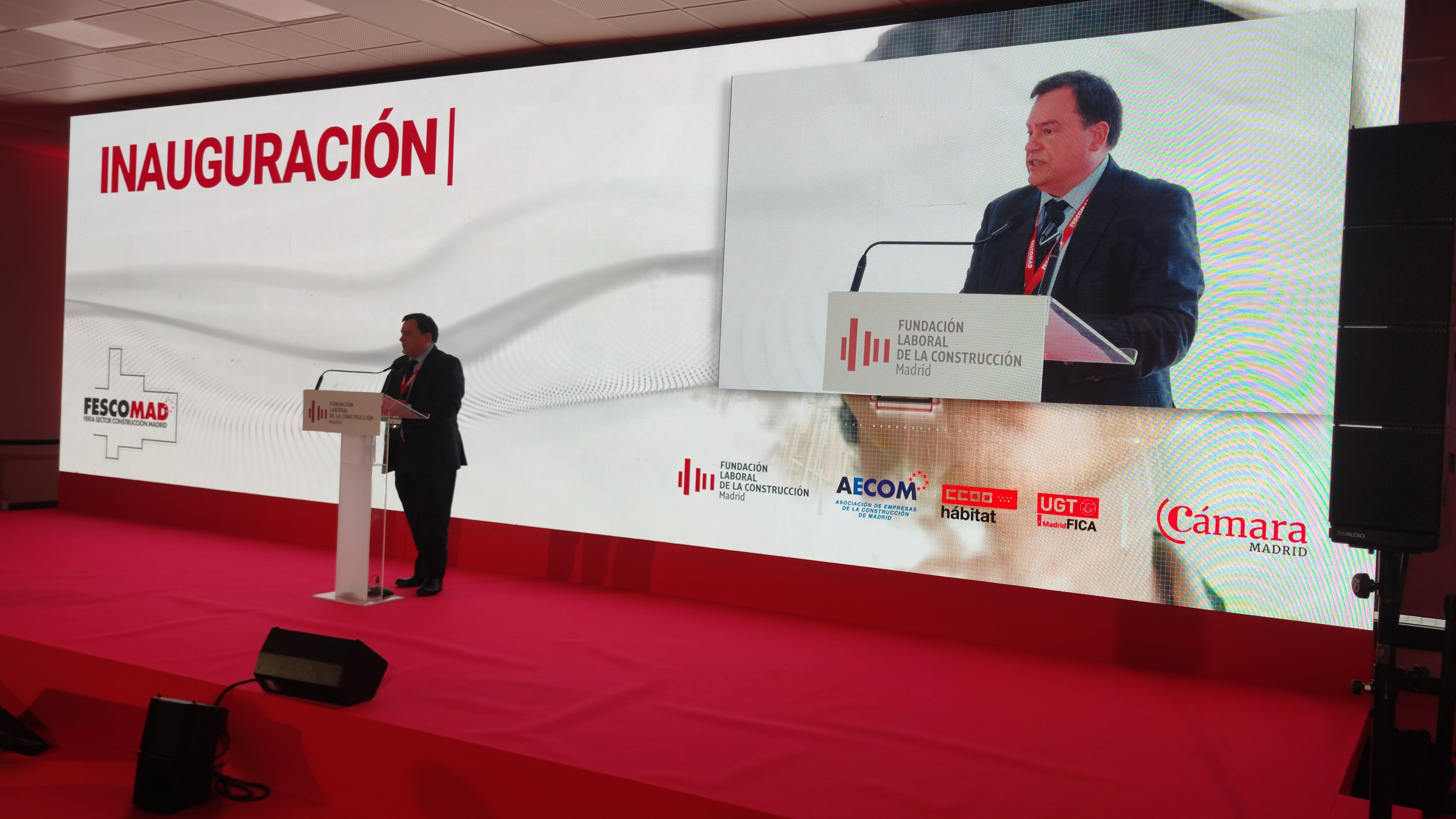 Francisco Ruano, presidente de la Fundación Laboral de la Construcción en el momento de la inauguración de FESCOMAD 2026.