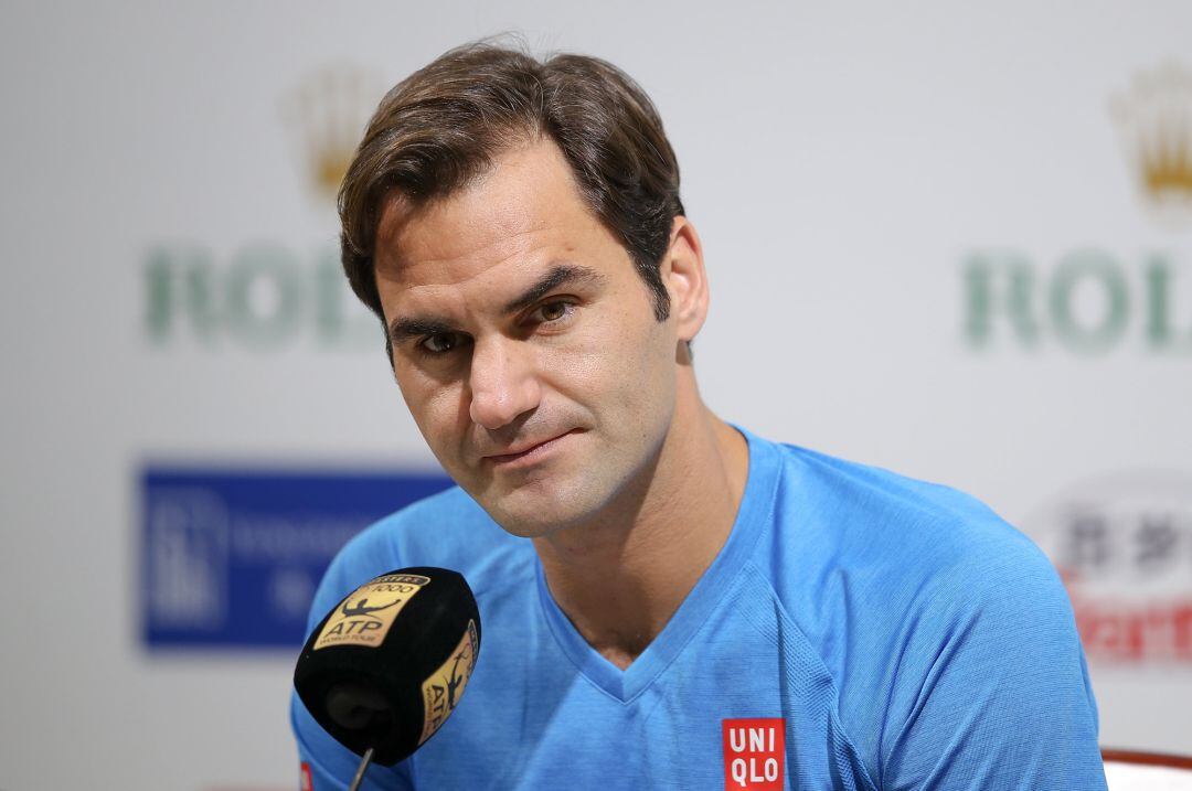 Roger Federer, durante la rueda de prensa en Shangai. 