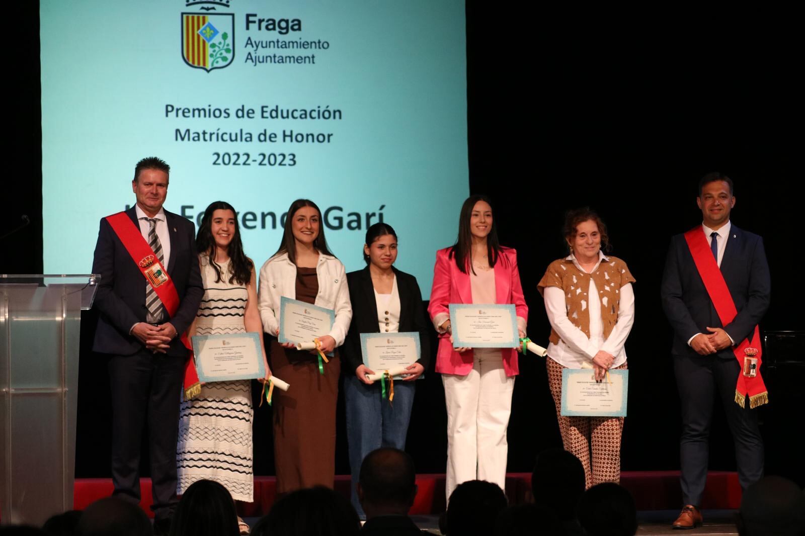 Premios educación matrícula de honor. Foto: Ayuntamiento de Fraga