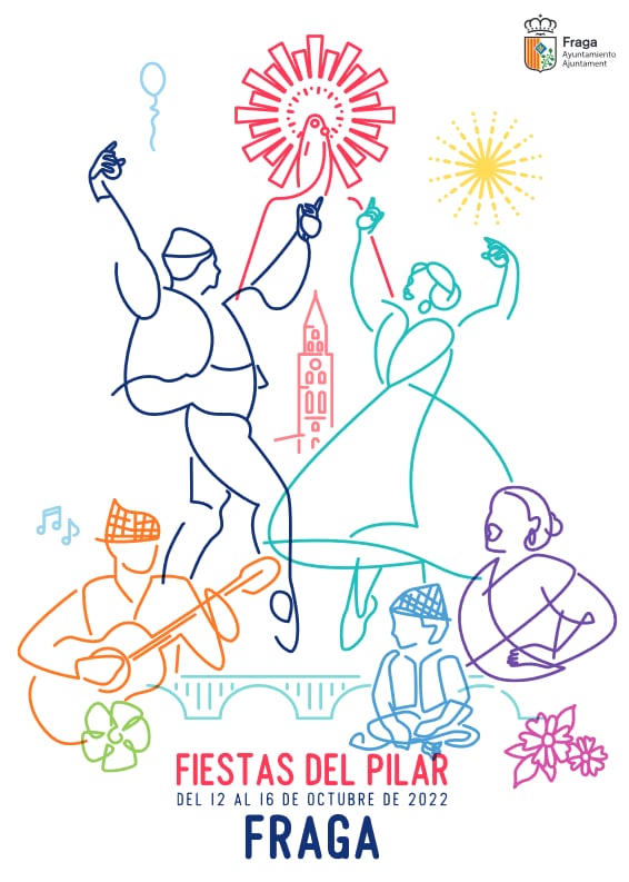 Cartel de Alfredo León que anunciará las Fiestas del Pilar de Fraga.