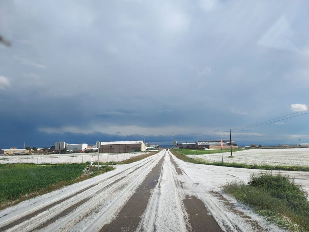 Imagen del granizo en las inmediaciones de Alcalá del Júcar