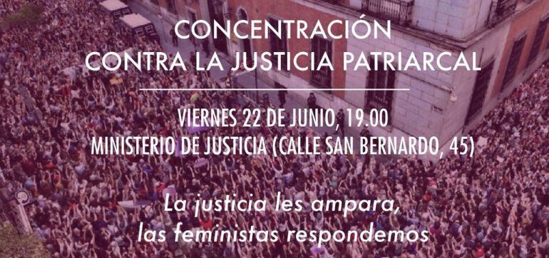 Convocatoria de manifestación en Justicia por libertad provisional de La Manada