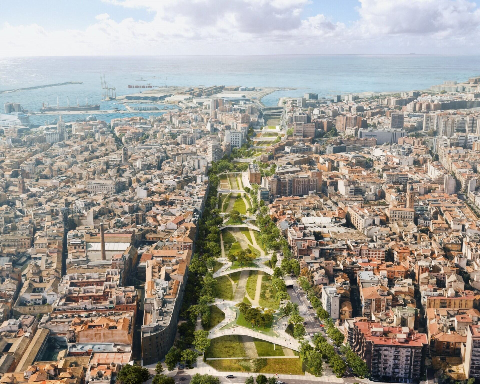 Infografía del avance del anteproyecto de la intervención urbanística sobre el río Guadalmedina (Ayuntamiento de Málaga)