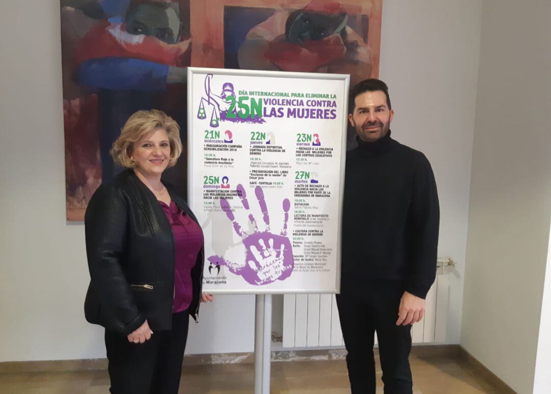 La concejala de Igualdad y el alcalde de Maracena (Granada) presentan los actos del 25N, día contra la violencia de género