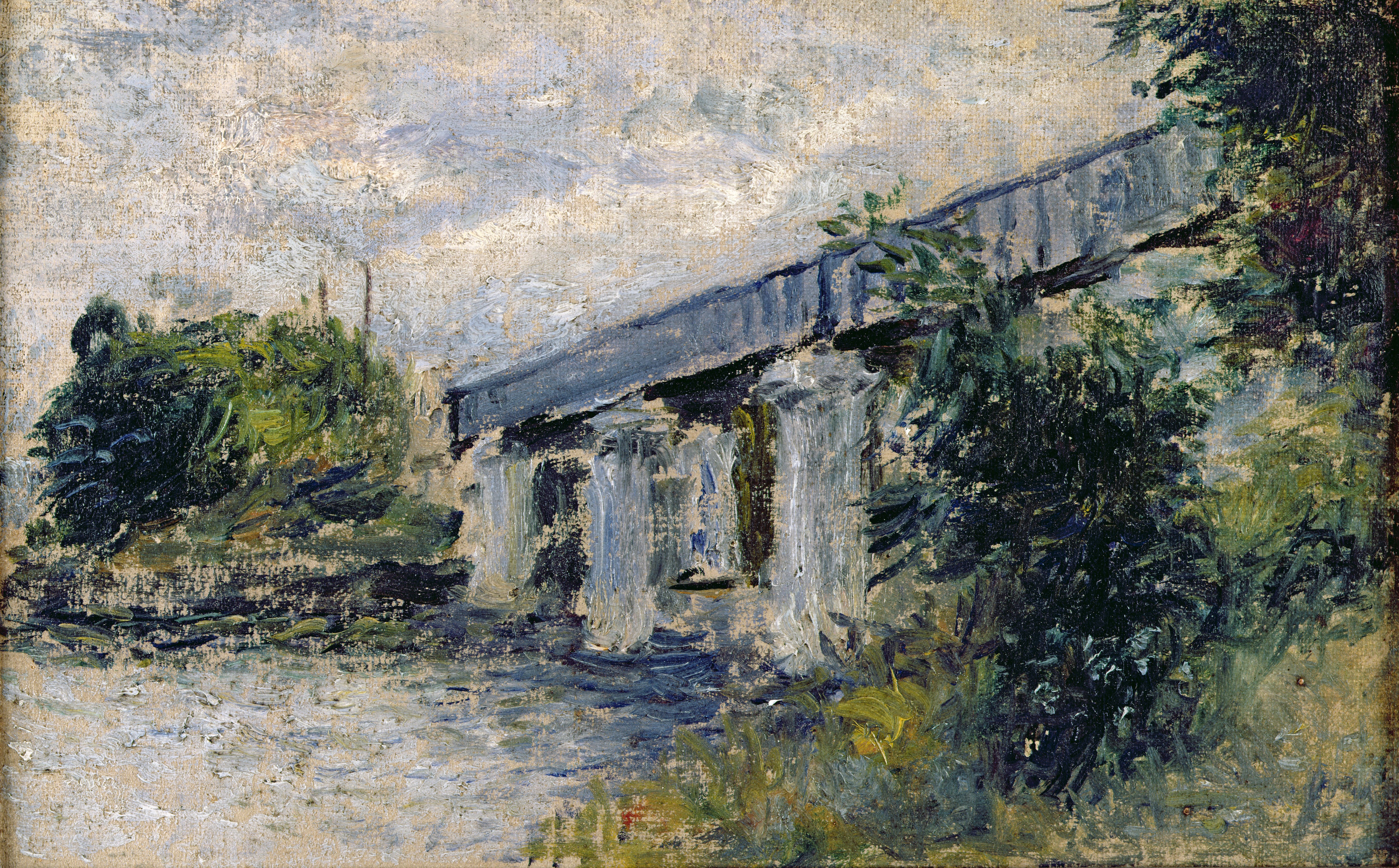 MMT181291 Railway Bridge at Argenteuil, 1874 (oil on canvas) by Monet, Claude (1840-1926); 14x23 cm; Musee Marmottan Monet, Paris, France; (add.info.: Le Pont de Chemin de Fer;); Giraudon; French,  it is possible that some works by this artist may be protected by third party rights in some territories