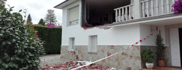 Vivienda de Bergondo afectada por la explosión