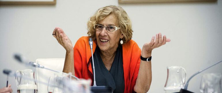 GRA080. MADRID, 16/07/2015.- La alcaldesa de Madrid, Manuela Carmena, ha presidido hoy la reunión semanal de su equipo de Gobierno en el Palacio de Cibeles. EFE/Luca Piergiovanni