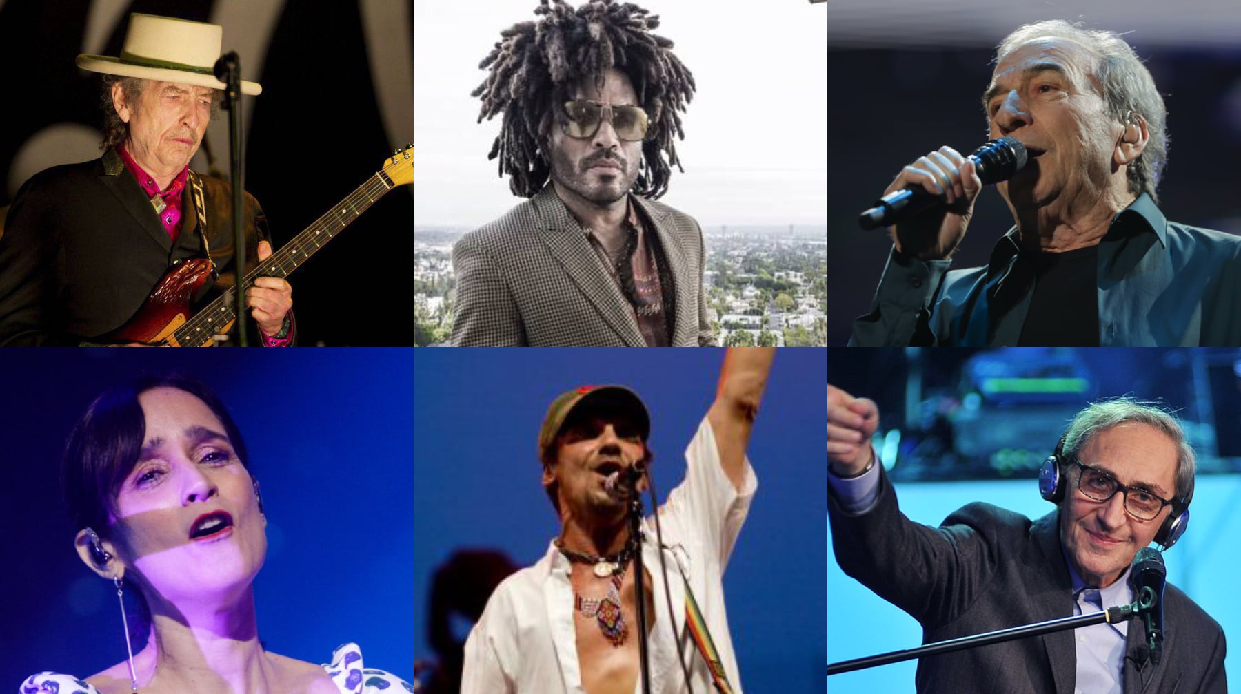 Bob Dylan, Lenny Kravitz, José Luis Perales, Julieta Venegas, Manu Chao y Franco Battiato.