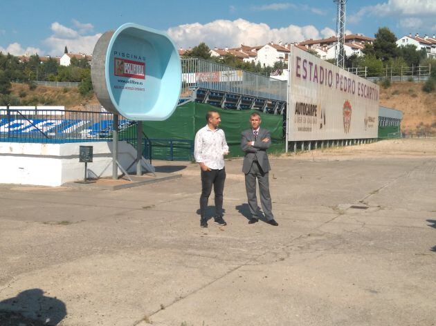 Javi Meléndez ayer en el Pedro Escartín tras la Junta de Accionistas.