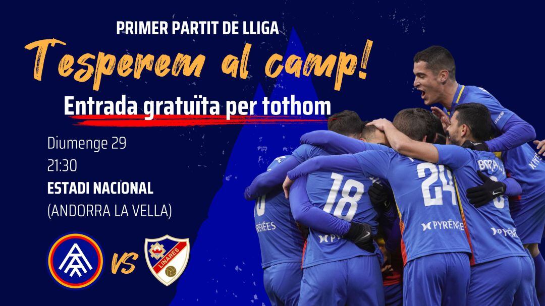 Cartell del partit del FC Andorra vs Linares.