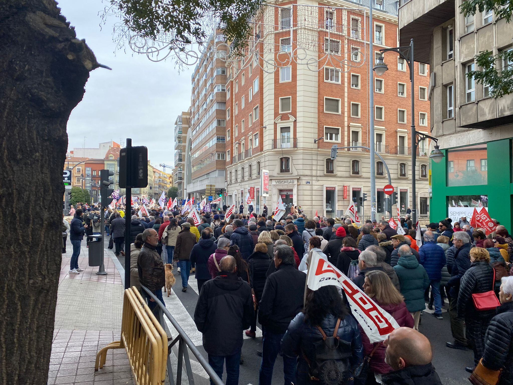 Manifestación de CCOO y UGT en defensa de la democracia en Valladolid