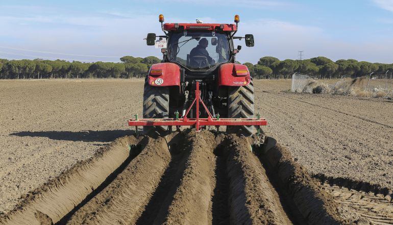 Imagen de un agricultor arando