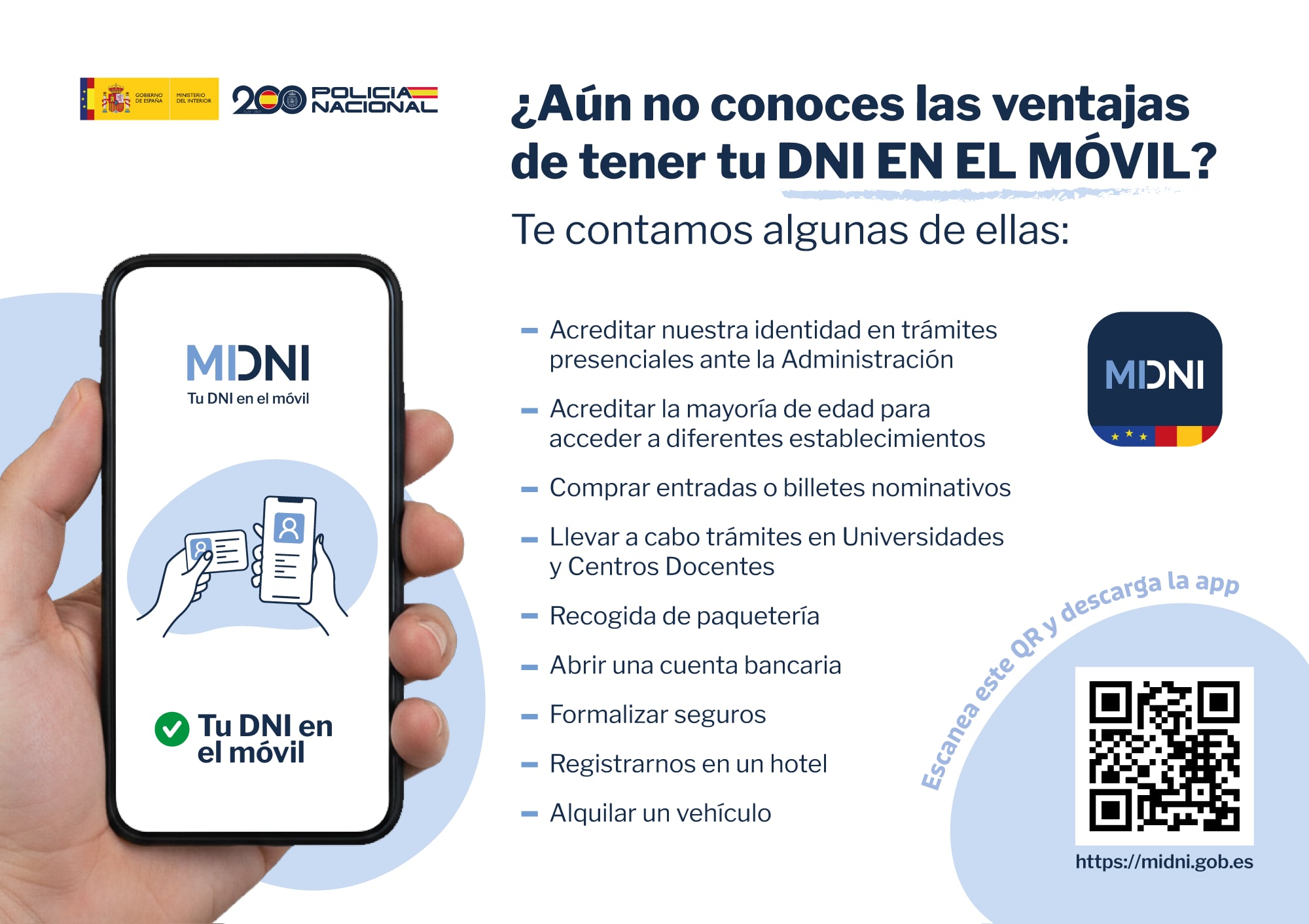 La nueva app MiDNI permite acreditar la identidad con la misma validez legal que el documento físico