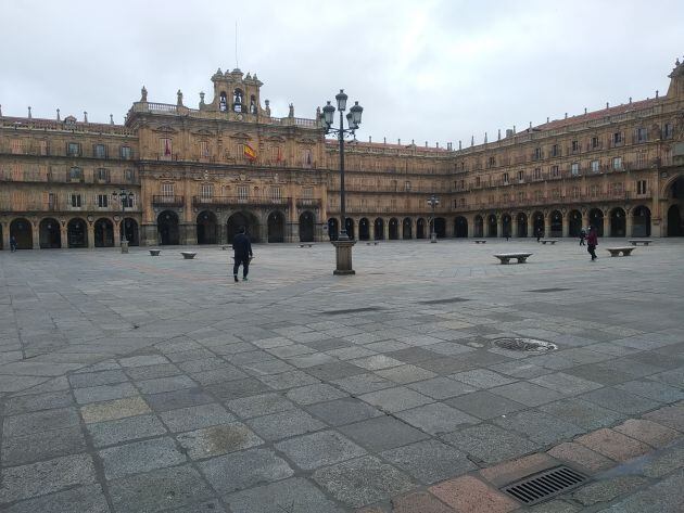 La Plaza Mayor de Salamanca esta mañana.