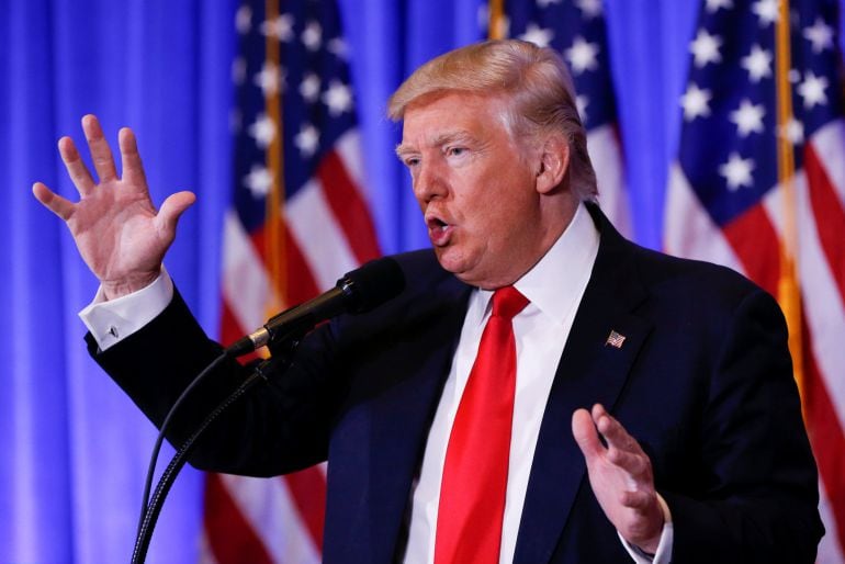 Donald Trump, durante su primera rueda de prensa tras ganar las elecciones en EEUU.