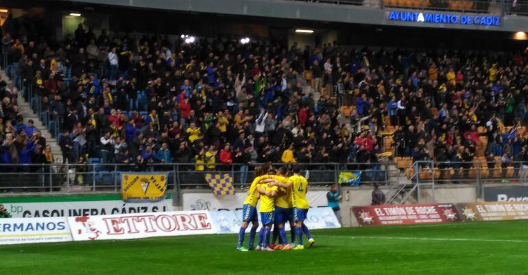 Imagen de la celebración del tanto de Lolo Plá