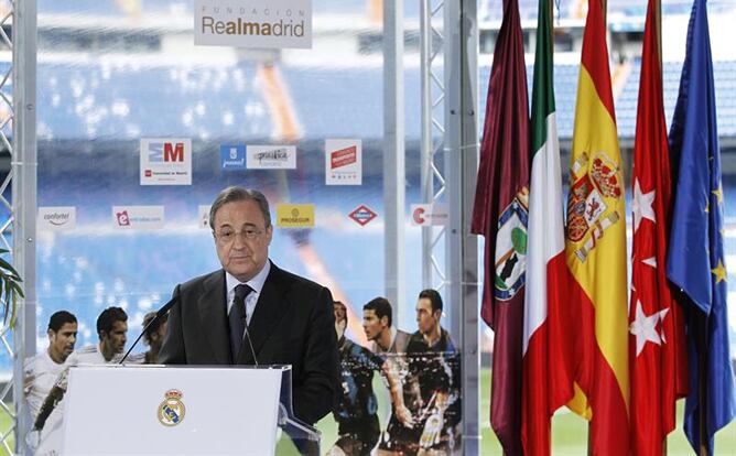 El presidente del Real Madrid, durante la presentación del &#039;Corazón Classic Match&#039; entre los veteranos del Real Madrid y del Inter.