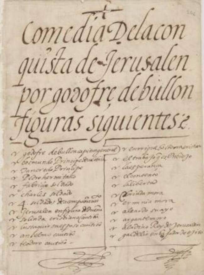 "Comedia de la conquista de Jerusalen" que Arata atribuye a Cervantes.