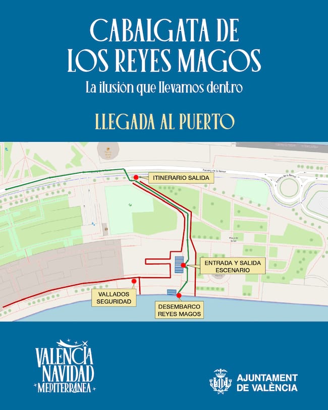 Llegada al puerto de los Reyes Magos en València